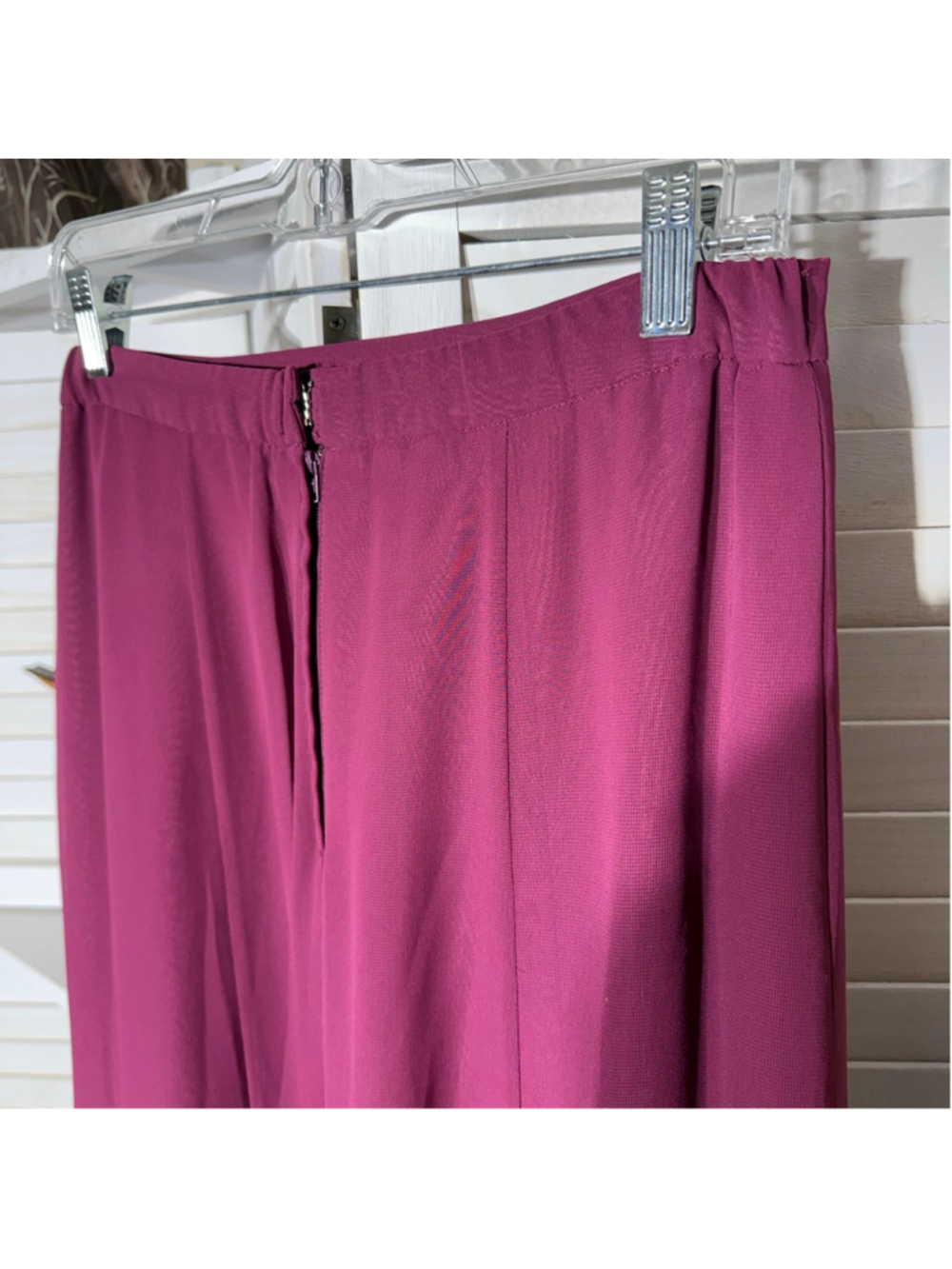 Vintage Y2K Alfred Angelo skirt chiffon burgundy maxi full swing elastic waist S - Picture 6 of 10